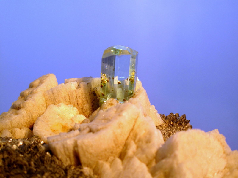Aigue-marine cristal sur albite #40633